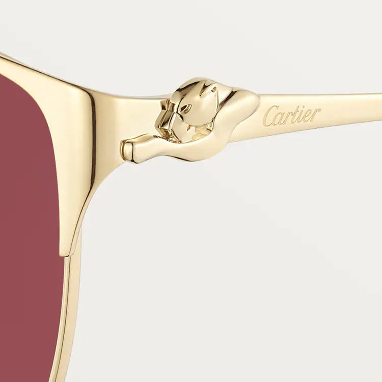 Cartier Panthère de Women Round Golden Pink Finish Sunglasses