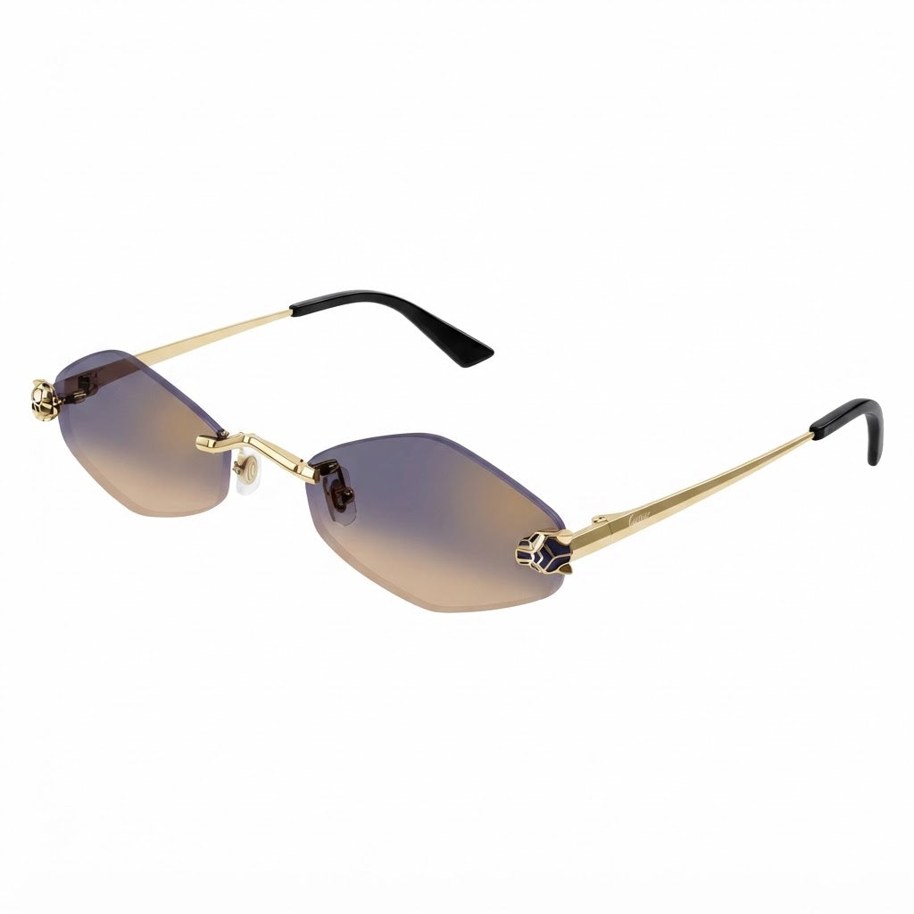 Cartier Panthère de Unisex Rimless Hexagonal Purple Gradient Tint Sunglasses