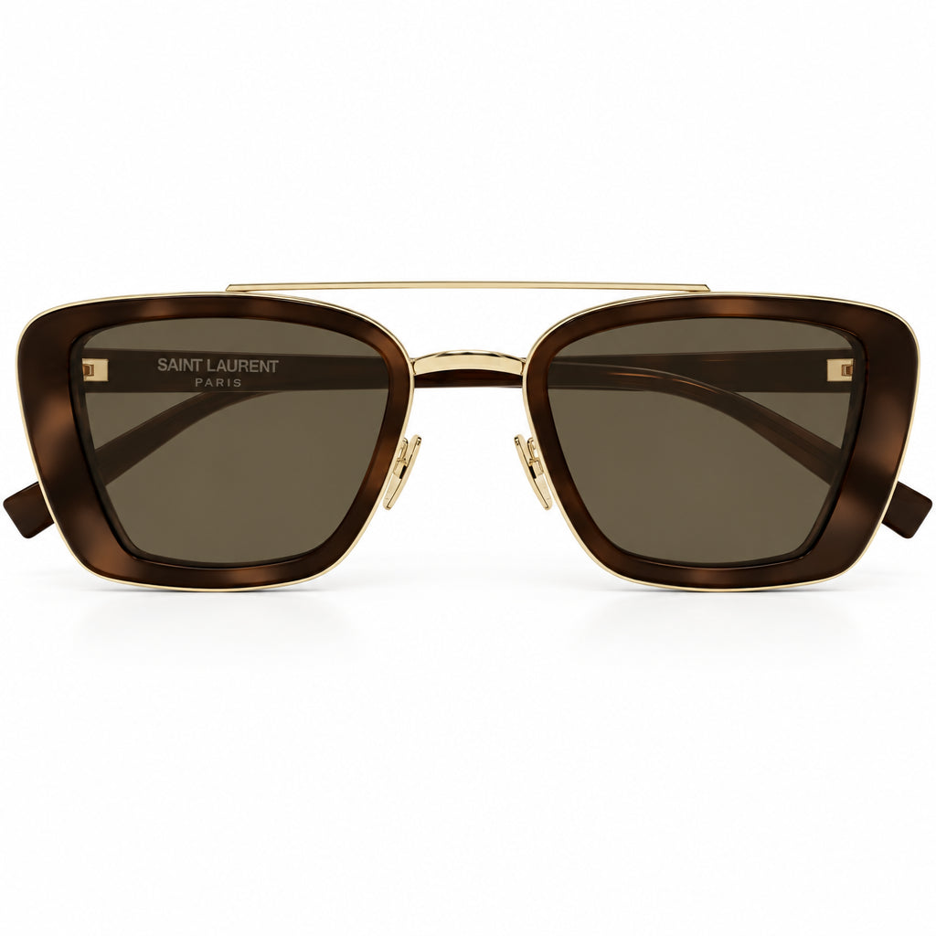 Saint Laurent Unisex SL 825 Rectangular 002 Shiny Havana / Brown Sunglasses