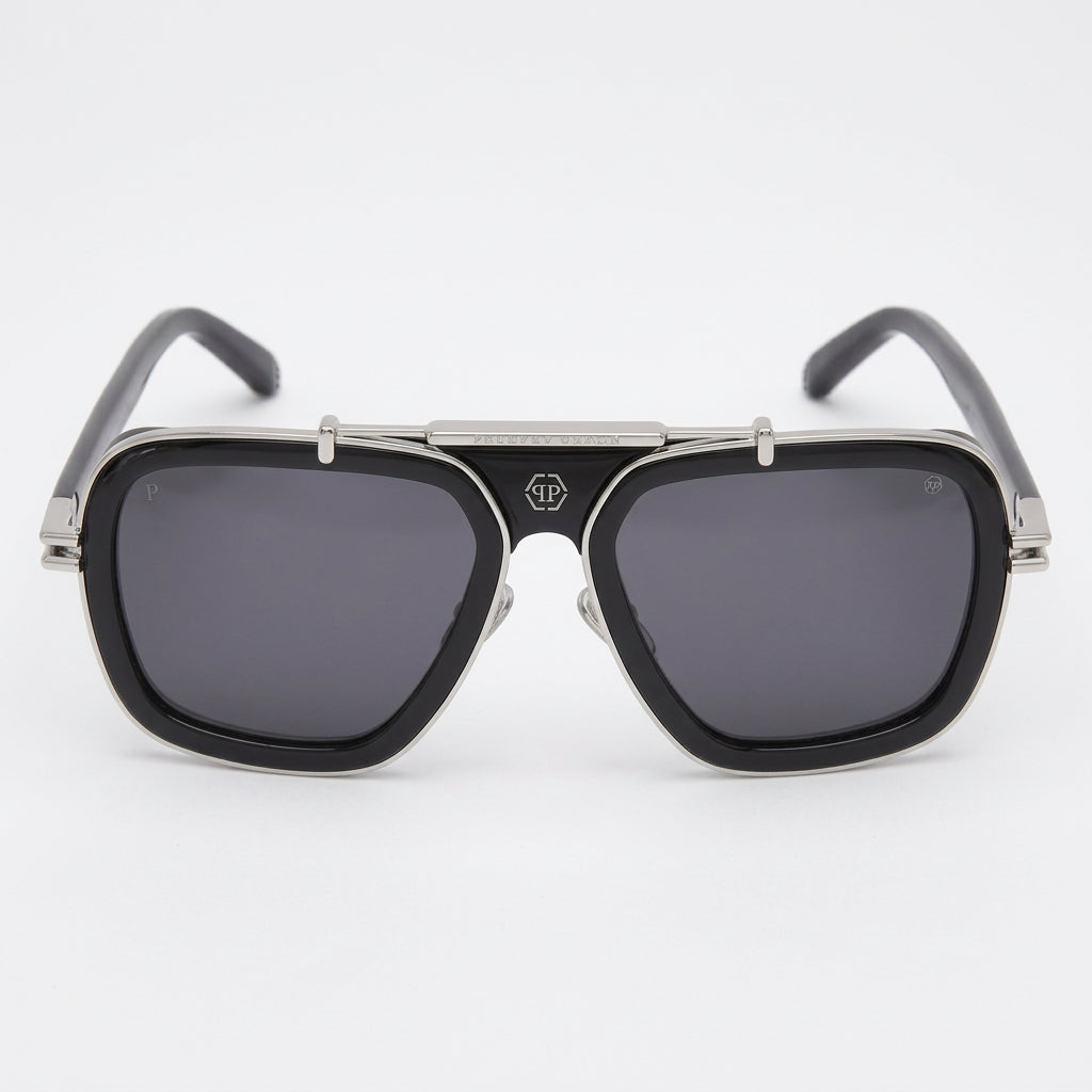 Philipp Plein Men's SPP109M Black / Silver Sunglasses