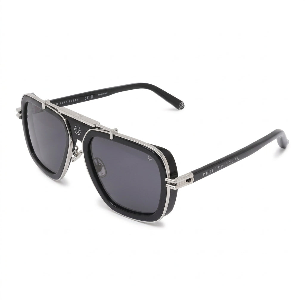 Philipp Plein Men's SPP109M Black / Silver Sunglasses