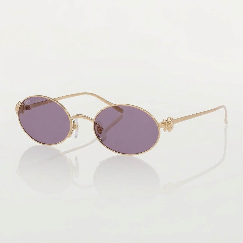 Cartier Clash de Women Oval Gold Finish Studded Temple Violet Sunglasses