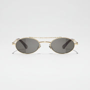 Chanel Oval Metal & Imitation Pearl Gold & Grey Sunglasses