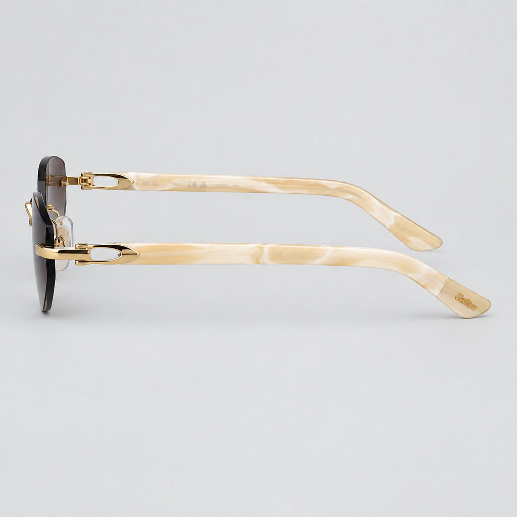 Cartier C Décor Women Rimless Geometric Frame Marble-Effect Temples Brown Sunglasses