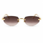 Cartier C Décor Women Rimless Geometric Frame Marble-Effect Temples Brown Sunglasses