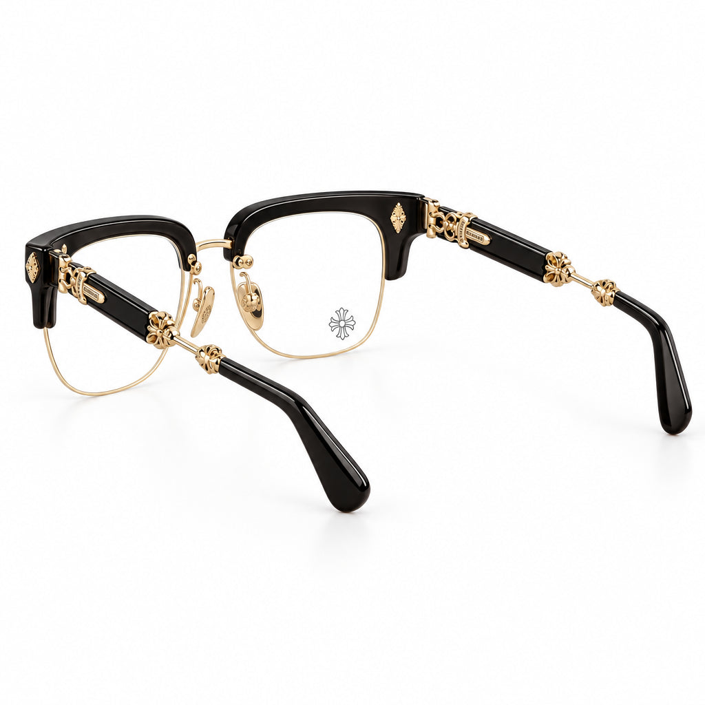 Chrome Hearts Unisex Evagilist Classic Brown & Matte Gold Plated Eyewear