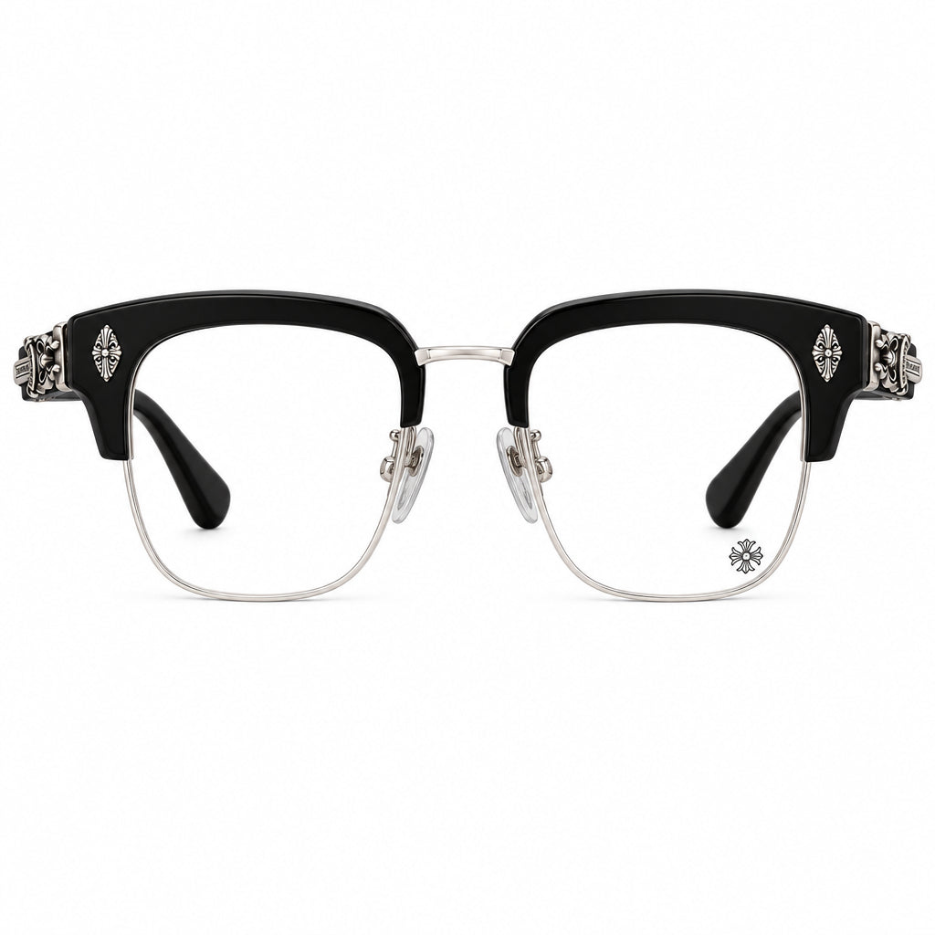 Chrome Hearts Unisex Evagilist Black & Silver Gothic Eyewear