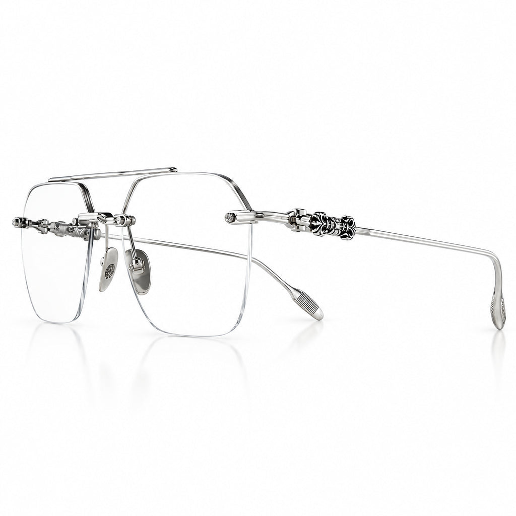 Chrome Hearts Unisex Silver Transparent Fluid Optical Glasses
