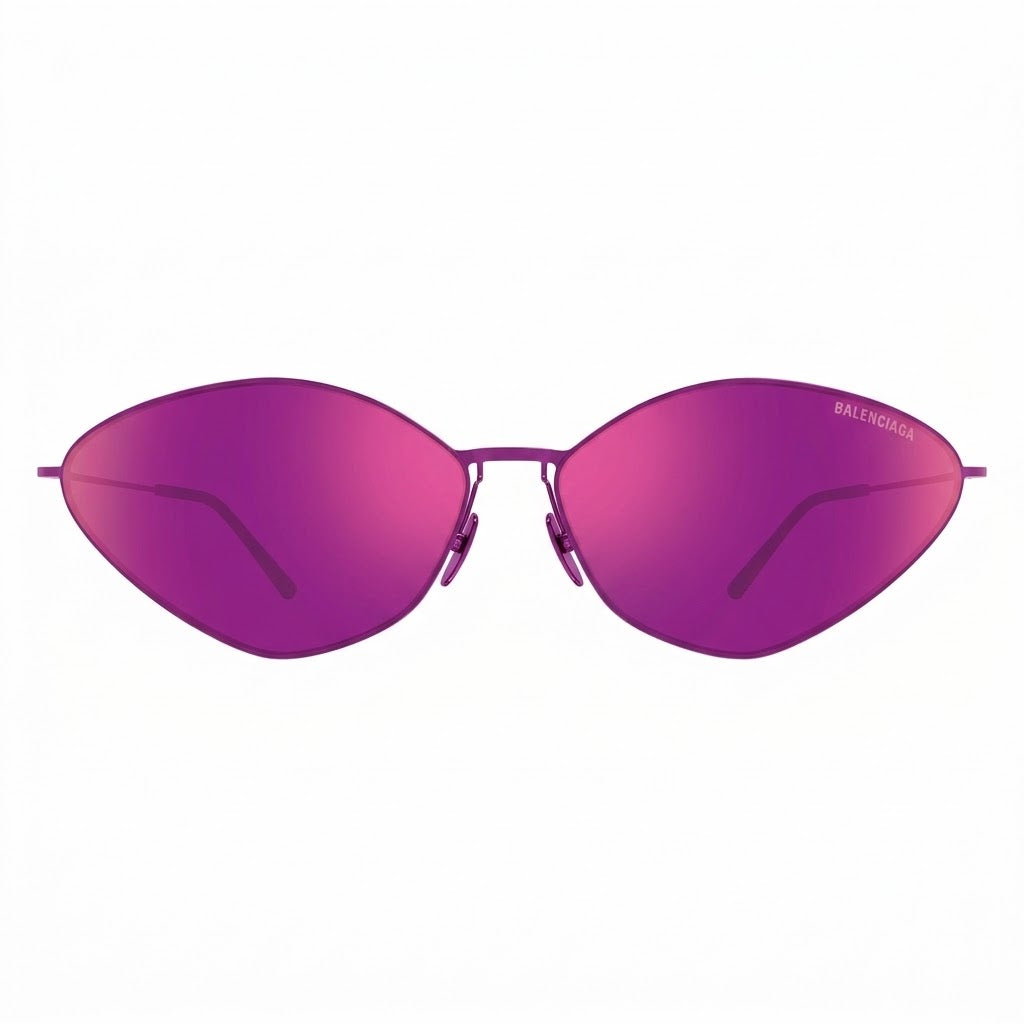 Balenciaga  Unisex BB0350S 003 Metallic Purple / Violet Cat-Eye Titanium Sunglasses