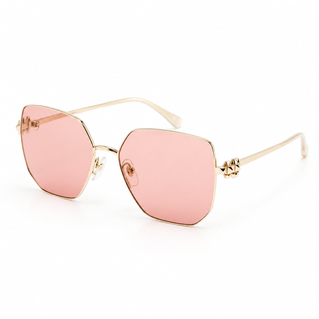 Cartier Clash de C Women Gold Finish Studded Temple Square Pink Gradient Sunglasses