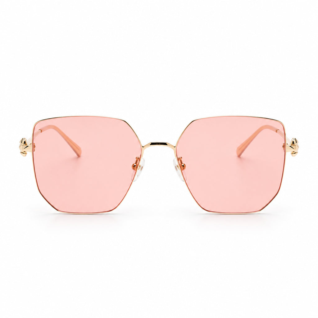 Cartier Clash de C Women Gold Finish Studded Temple Square Pink Gradient Sunglasses