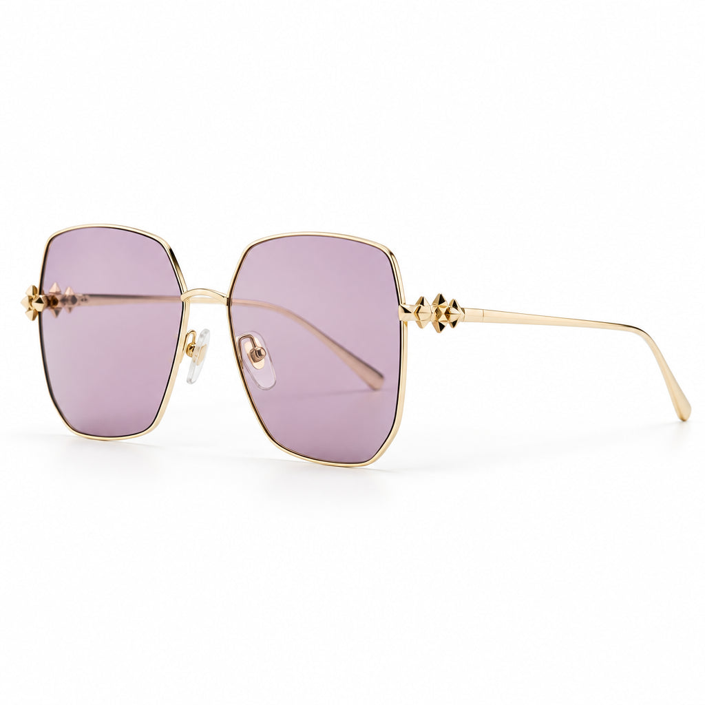 Cartier Clash de C Women Gold Finish Studded Temple Square Violet Sunglasses
