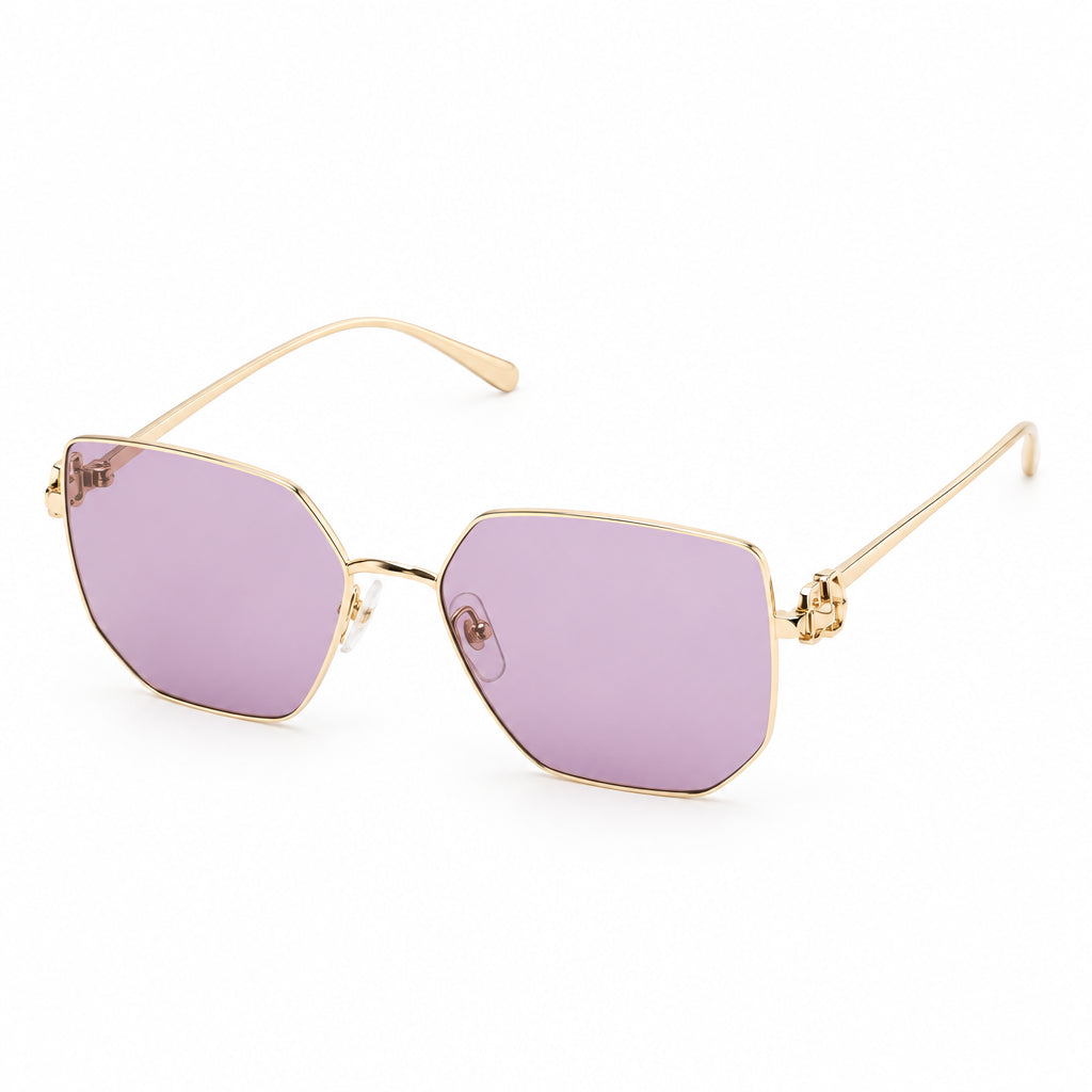 Cartier Clash de C Women Gold Finish Studded Temple Square Violet Sunglasses