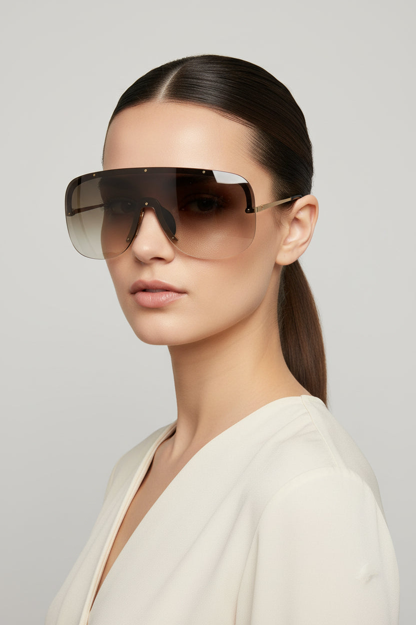 Chanel Women Shield Mask Frame Brown Sunglasses 9590