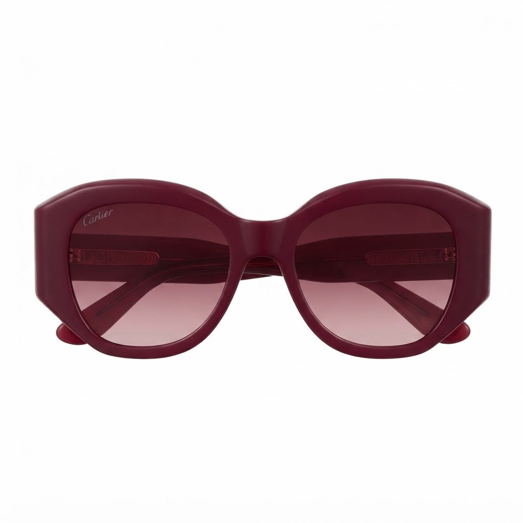 Cartier Panthère de C Motif Square Women Burgundy Sunglasses
