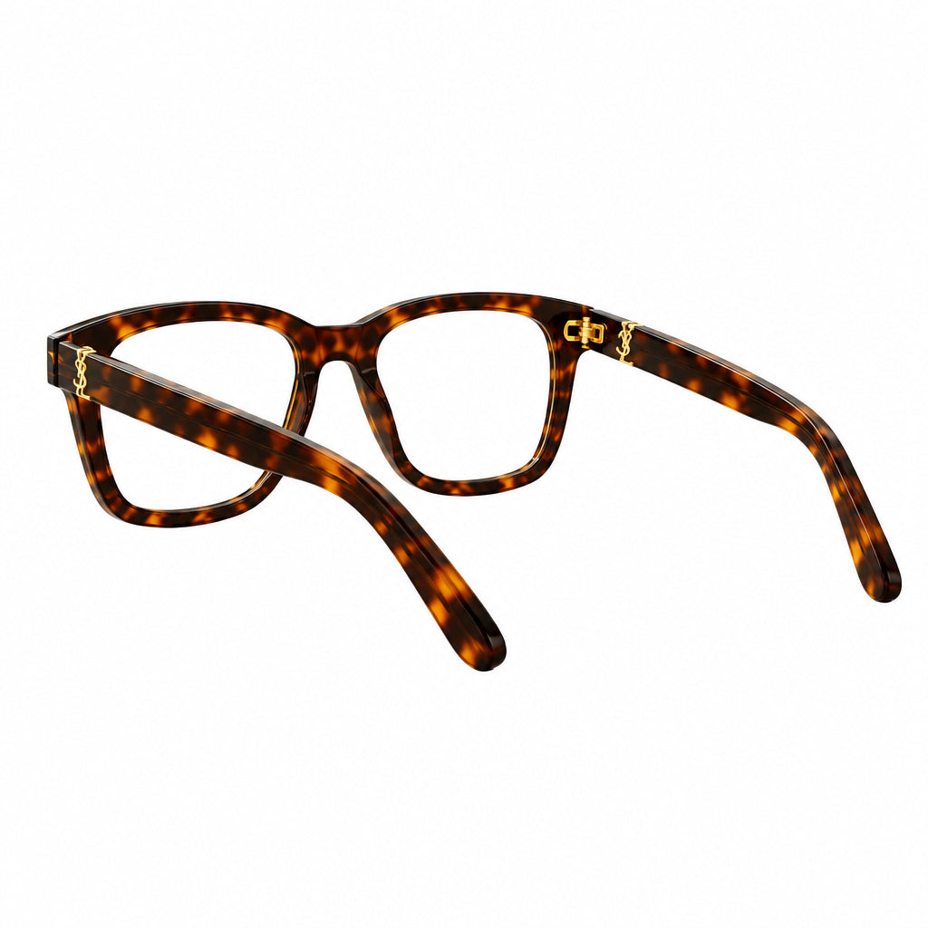 Saint Laurent Women SL M40 Monogram Gold YSL Hinge Havana Optical Eyeglasses