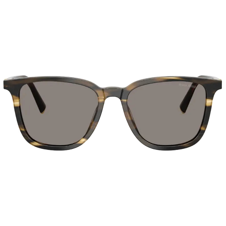 Miu Miu Women Square Striped Loden Tortoise / Dark Grey Sunglasses