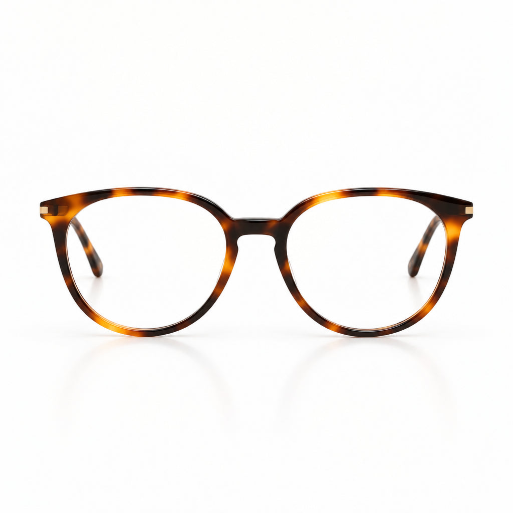 Saint Laurent SL 681/F Unisex Tortoiseshell Round-Frame Glasses