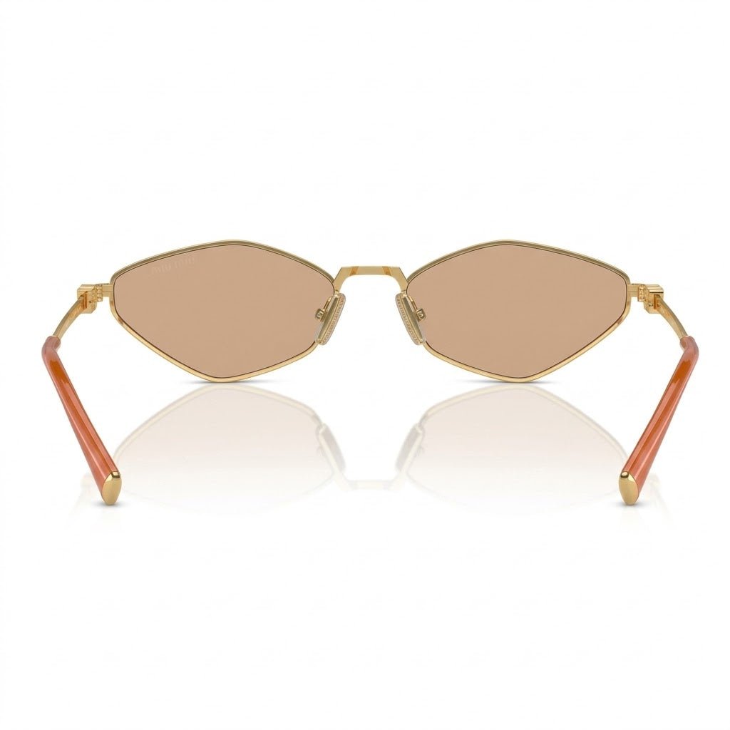 Miu Miu Women Geometric Pale Gold / Orange Mirror Sunglasses