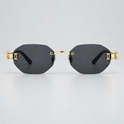 Cartier Panthère de Unisex Rimless Hexagonal Gold Finish Black  Sunglasses