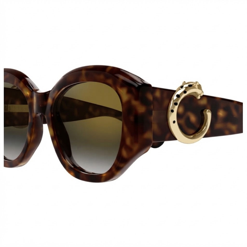 Cartier Panthère de C Motif Women Dark Tortoiseshell Frame Gradient Brown Sunglasses