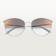 Cartier Panthère de Women Silver Grey Gradient Cat Eye Sunglasses