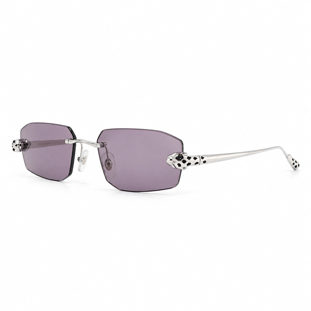 Cartier Panthère de C Unisex Rimless Rectangular Purple Sunglasses