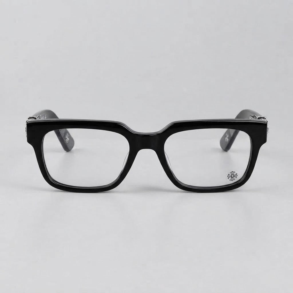 Chrome Hearts Vagillionaire II Square-Frame Black & Silver Glasses