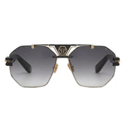 Philipp Plein Men Hexagonal Gradient Smoke Grey Sunglasses