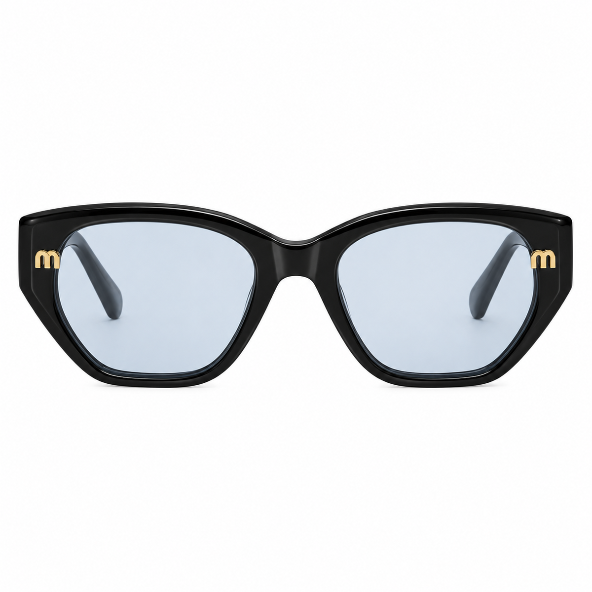 Miu Miu Women Cat-Eye Blue / Off-White Textured Temple Polarized Sunglasses
