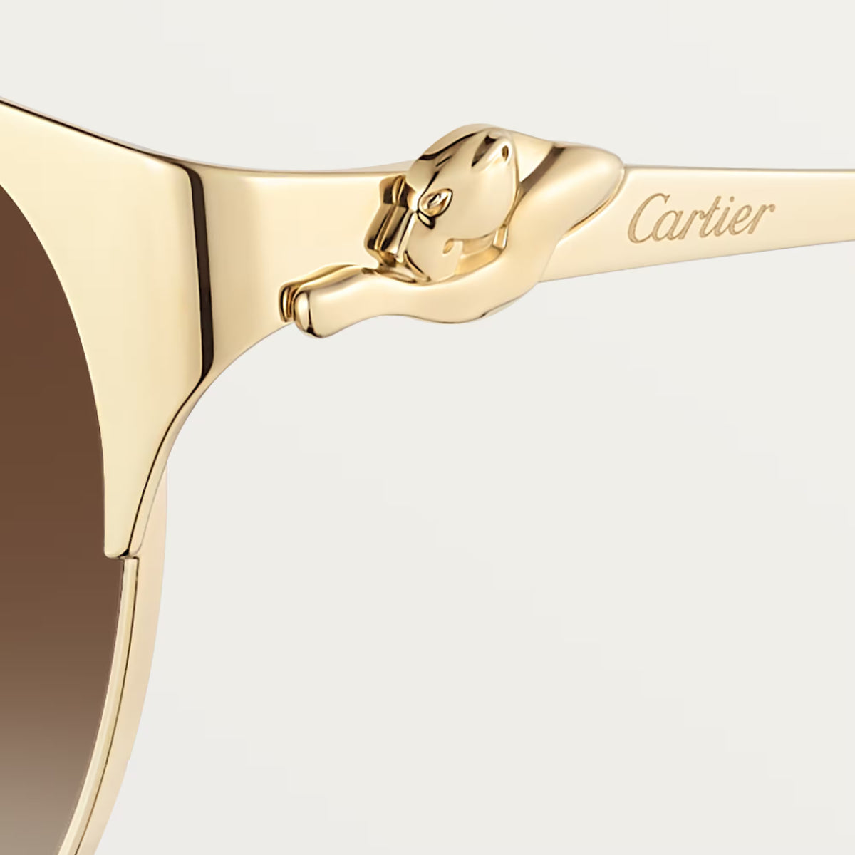 Cartier Panthère de Women Round Golden Brown Finish Sunglasses