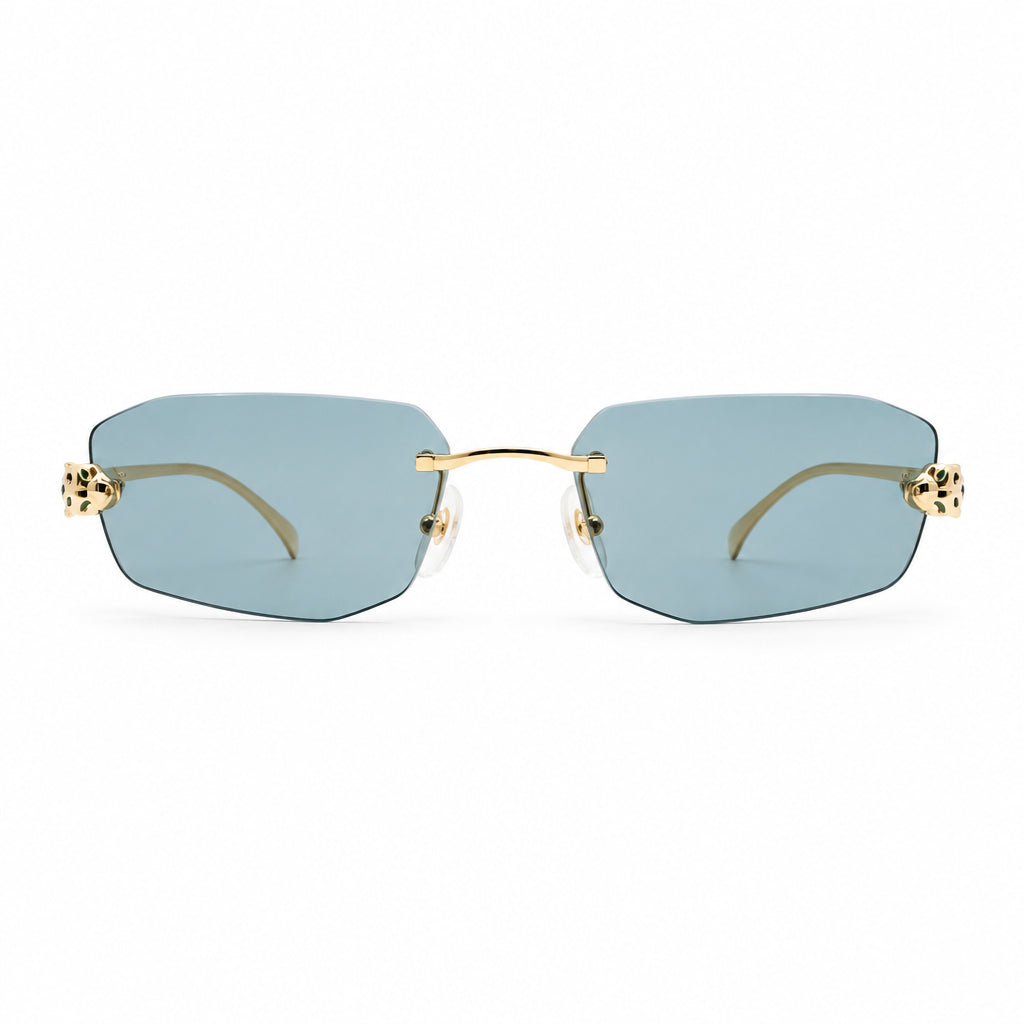 Cartier Panthère de C Unisex Rimless Rectangular Light Blue Sunglasses