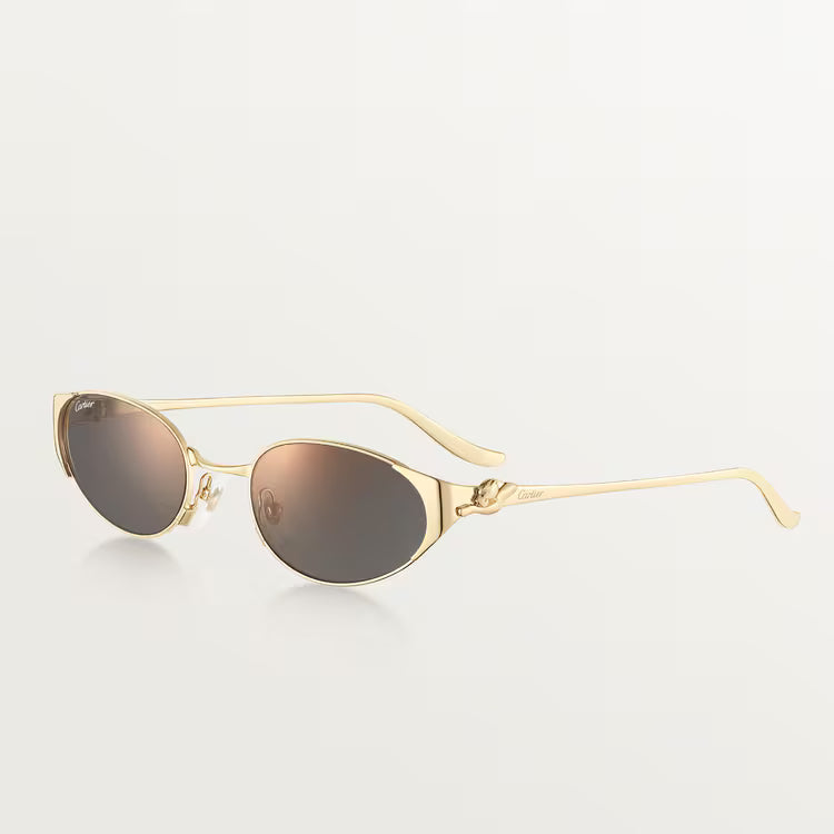 Cartier Panthère de C Women Oval Gold & Grey Mirrored  Sunglasses