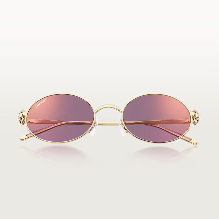 Cartier Clash de Women Oval Gold Finish Studded Temple Purple Sunglasses