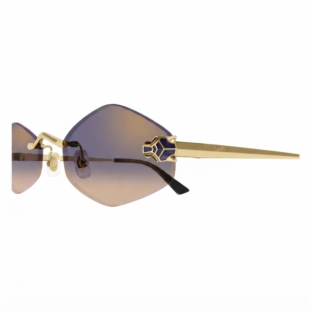 Cartier Panthère de Unisex Rimless Hexagonal Purple Gradient Tint Sunglasses