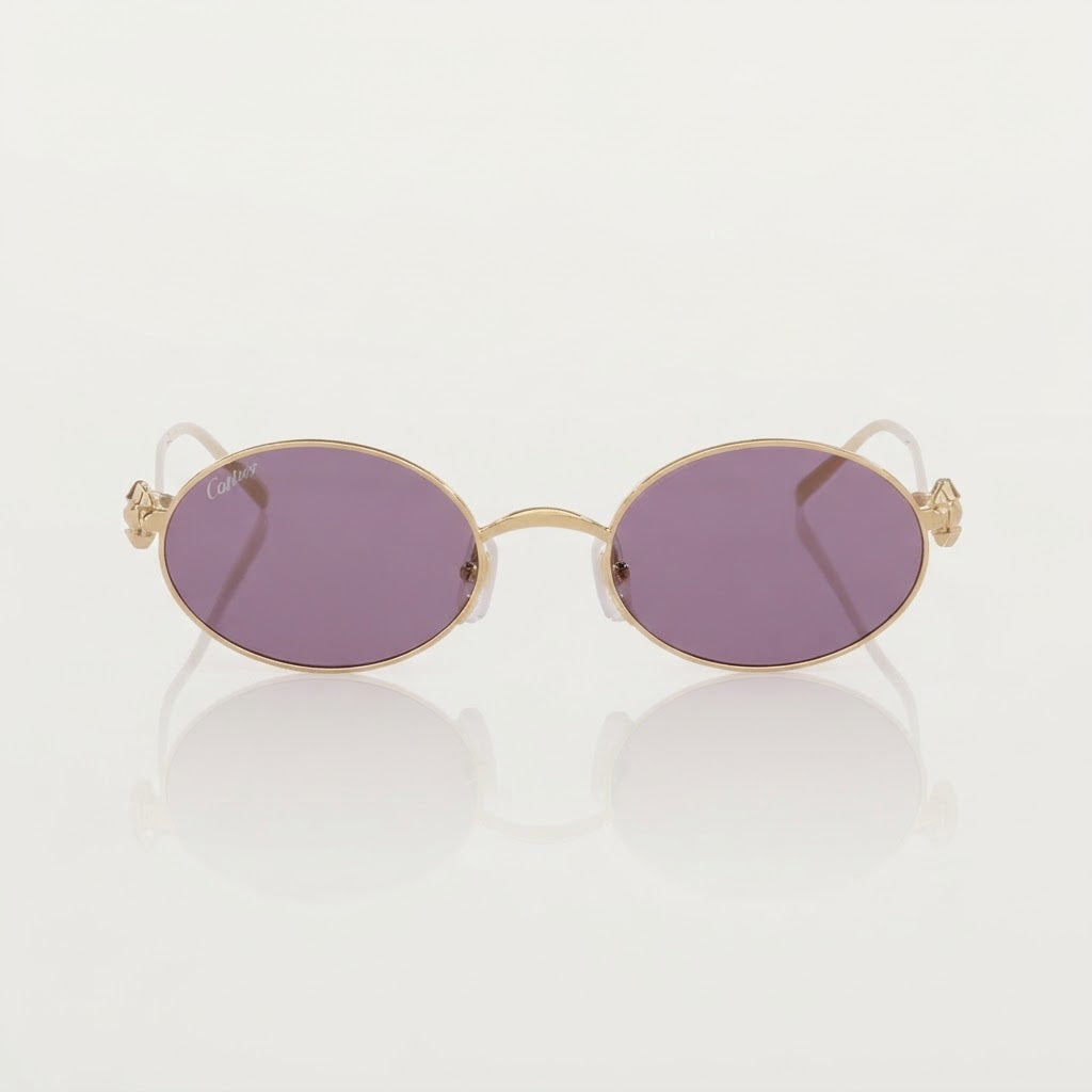 Cartier Clash de Women Oval Gold Finish Studded Temple Violet Sunglasses