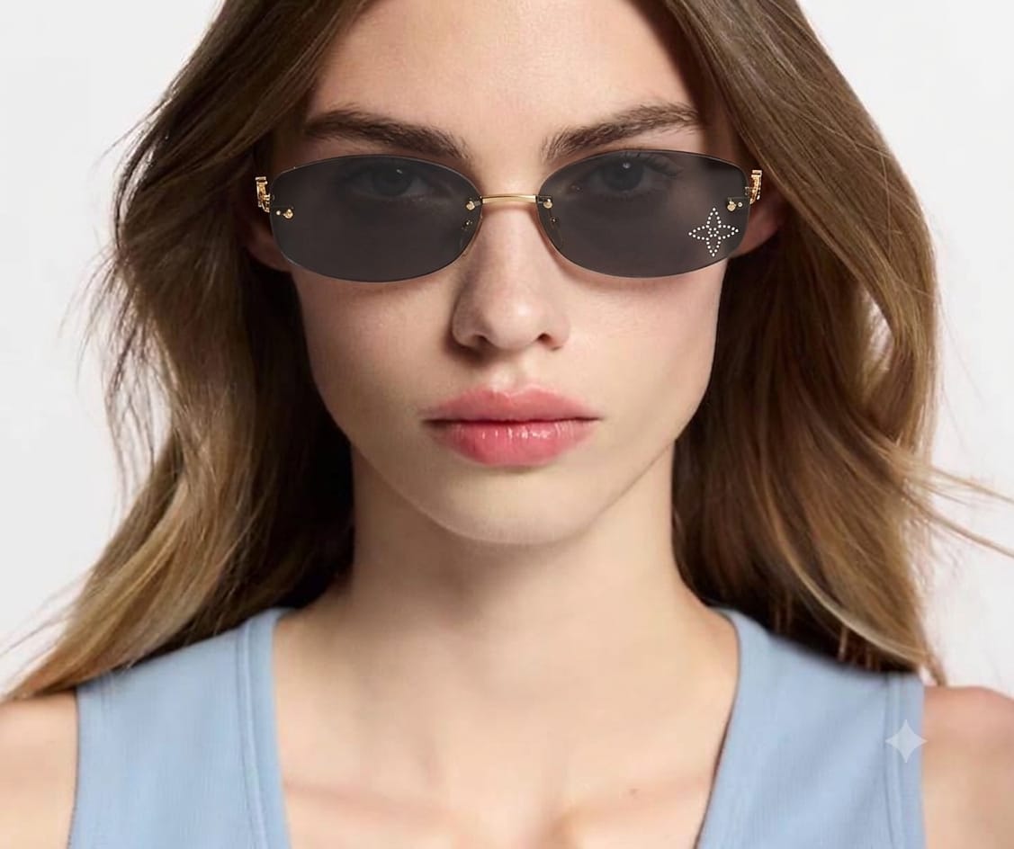 Louis Vuitton Women Crystal Oval Grey Sunglasses