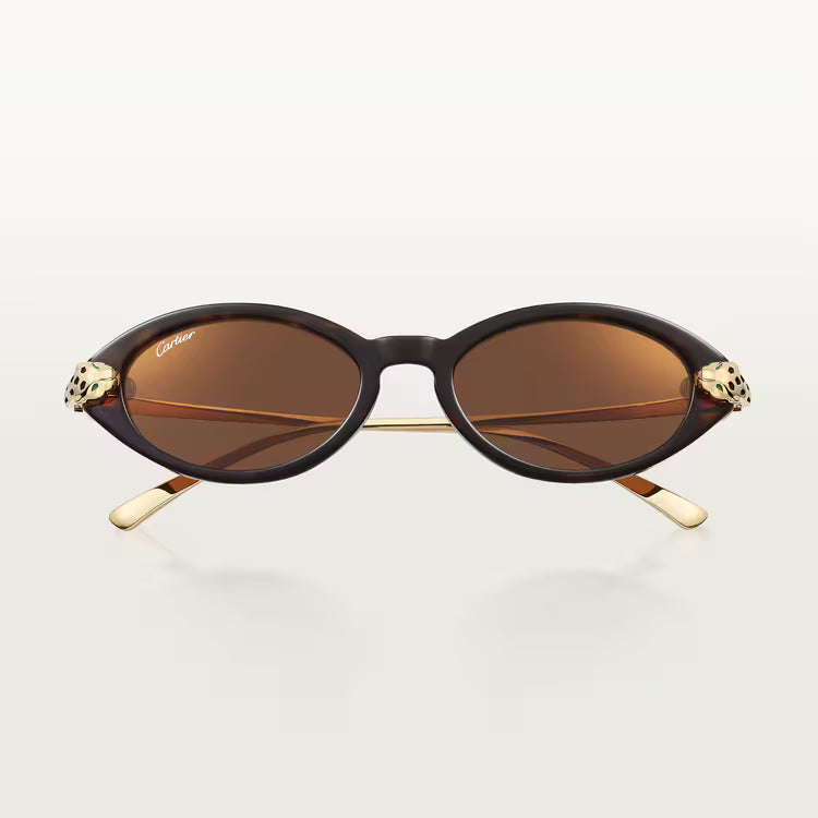Cartier Panthère de Cat-Eye Women Tortoiseshell Brown Sunglasses