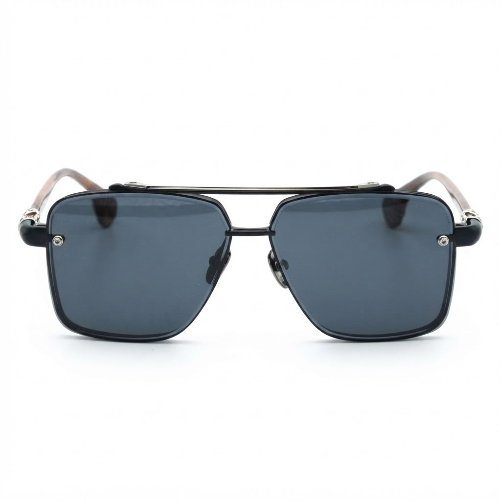 Chrome Hearts GHO 1403 Unisex Black & Grey Monochromatic Square Sunglasses