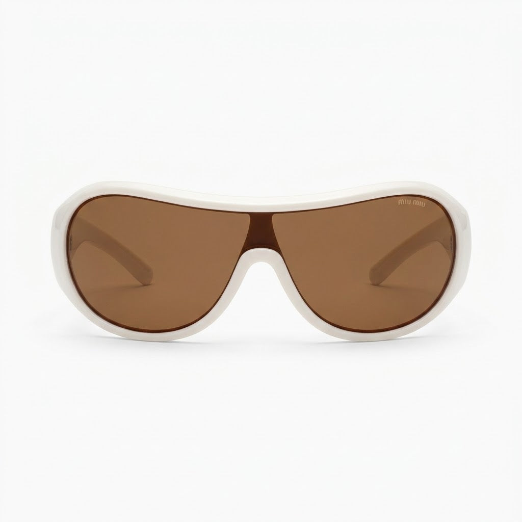 Miu Miu Ivresse Women Wraparound White / Bronze Sunglasses