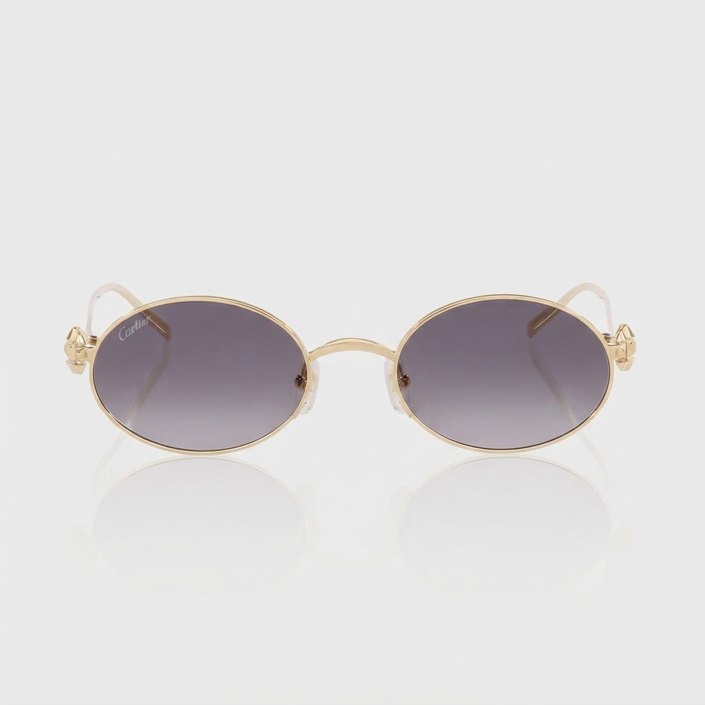 Cartier Clash de Women Oval Gold Finish Studded Temple Grey Gradient Sunglasses