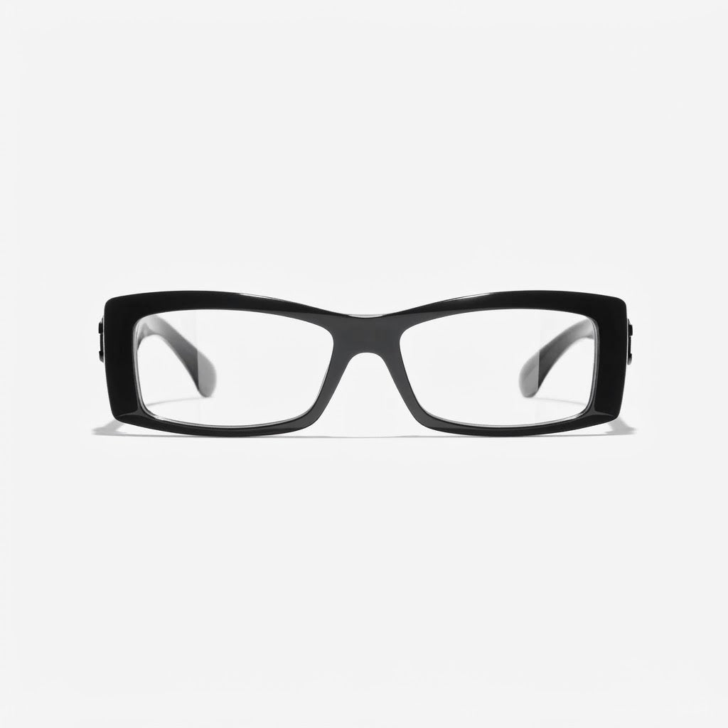  Chanel Unisex Rectangle Black Eyeglasses 