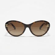 Chanel Women Brown/Gold Gradient Chain Sunglasses