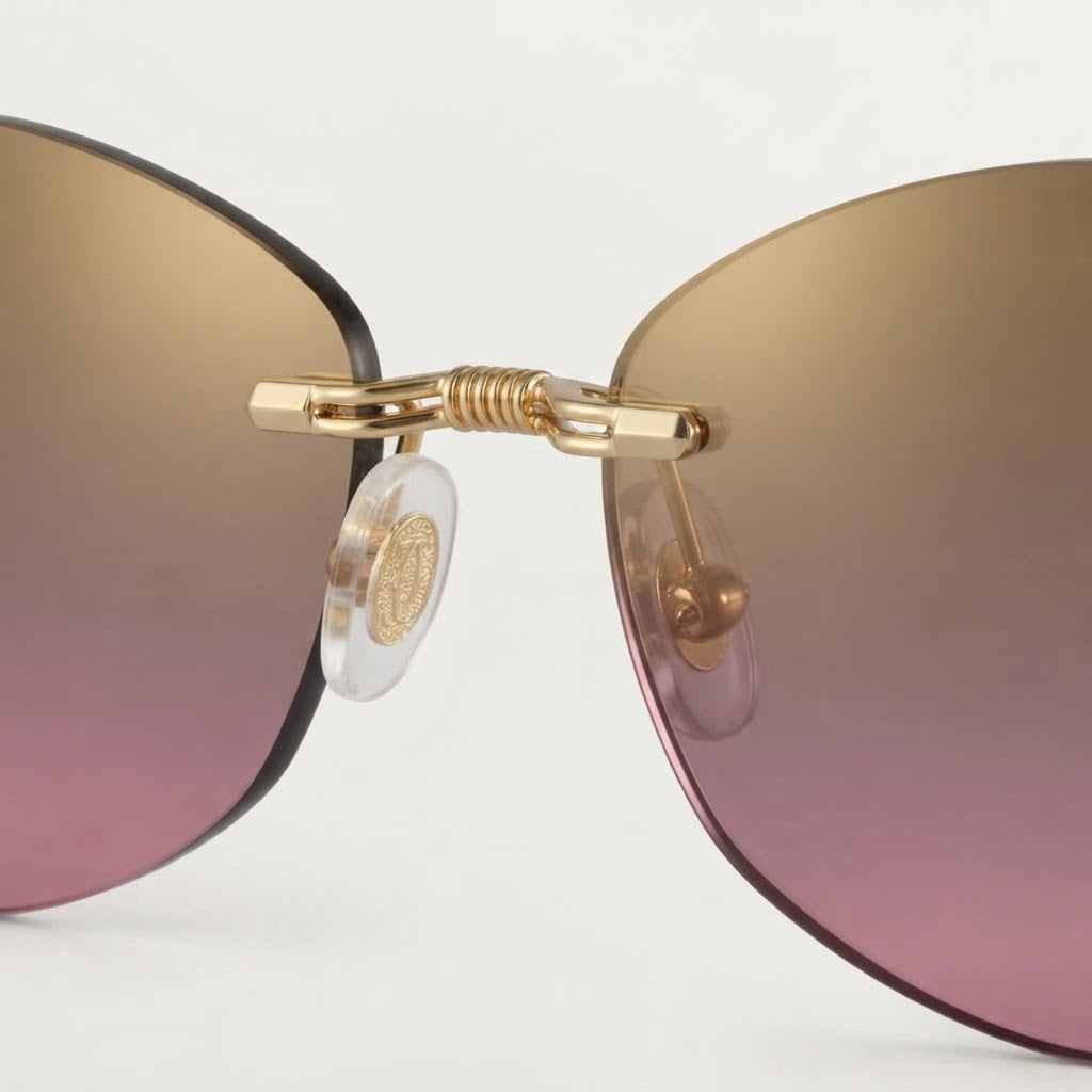 Cartier Panthère de Unisex Rimless Hexagonal Purple Gradient Sunglasses