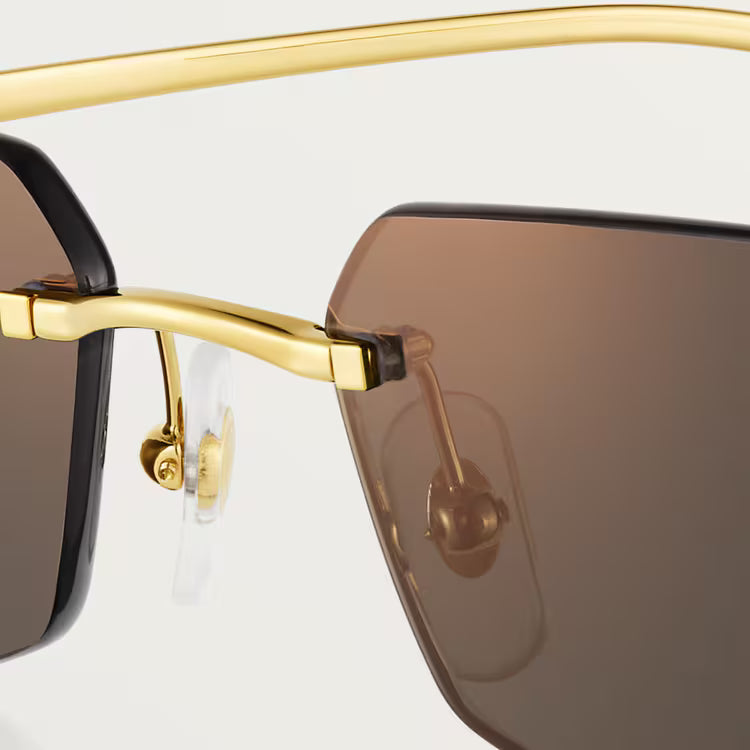Cartier Panthère de Unisex Rimless Rectangular Grey Gradient Sunglasses