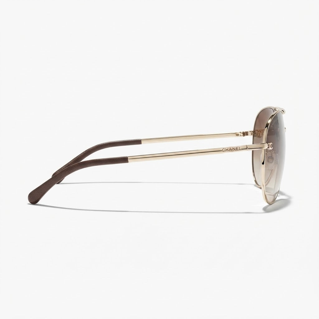 Chanel Women Pilot Polarized Gold Sunglasses
