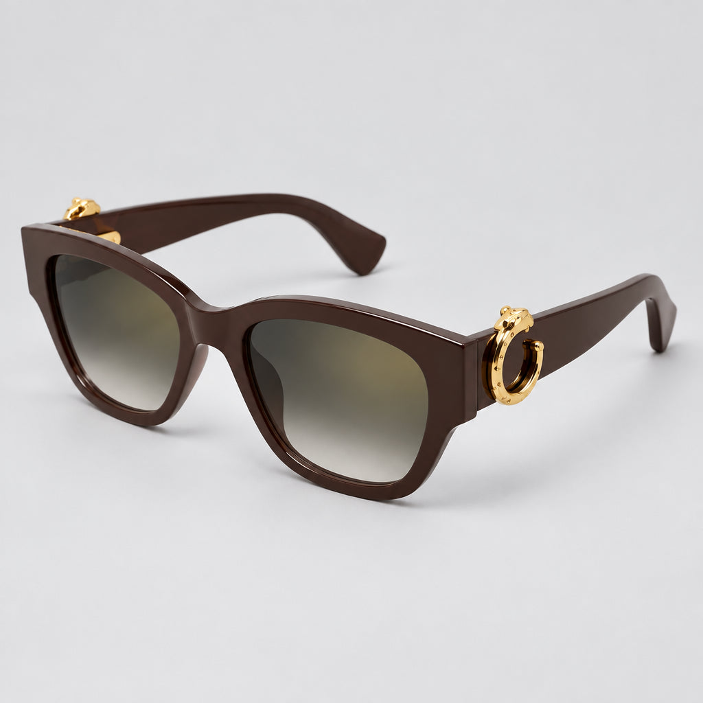 Cartier Panthère de C Motif Square Women Brown Sunglasses