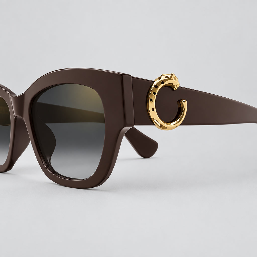Cartier Panthère de C Motif Square Women Brown Sunglasses
