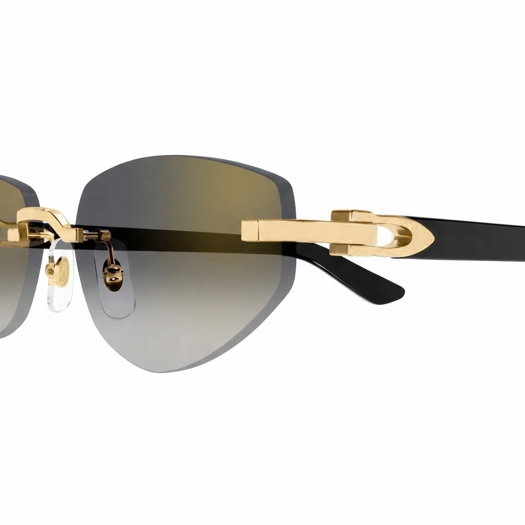 Cartier C Décor Geometric Frame Gold/Grey Sunglasses
