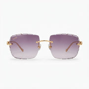 Cartier Panthère de Unisex Rimless Purple Gradient Lens Split Diamond Cut Sunglasses